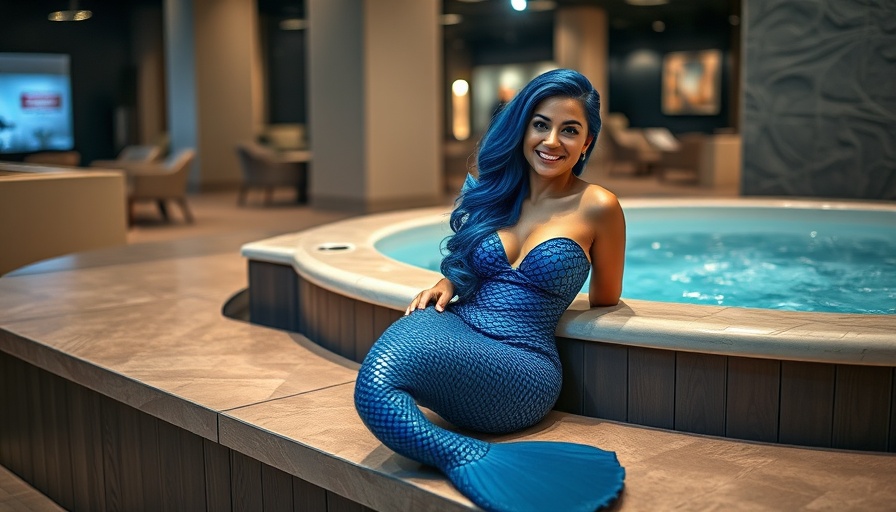 Mermaid with luxury hot tub in exhibition setting