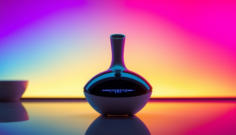 Sleek modern kitchen gadget with vibrant background.