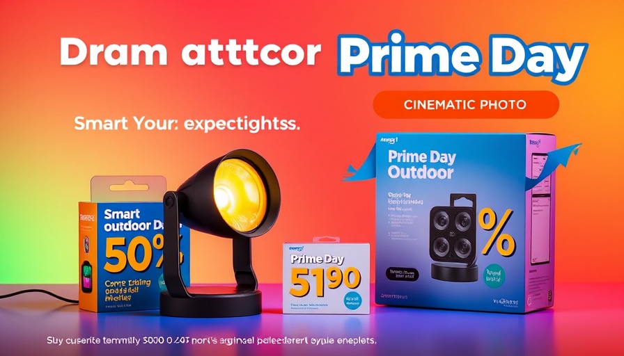 Smart outdoor lighting deals display with gradient backdrop.