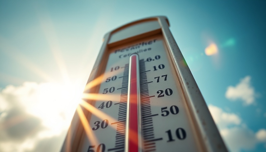 Thermometer showing high temperature under bright sun.