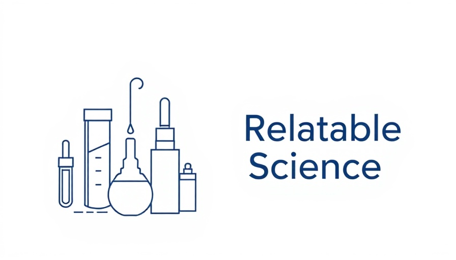 Minimalist illustration with skincare items and 'Relatable Science' text.