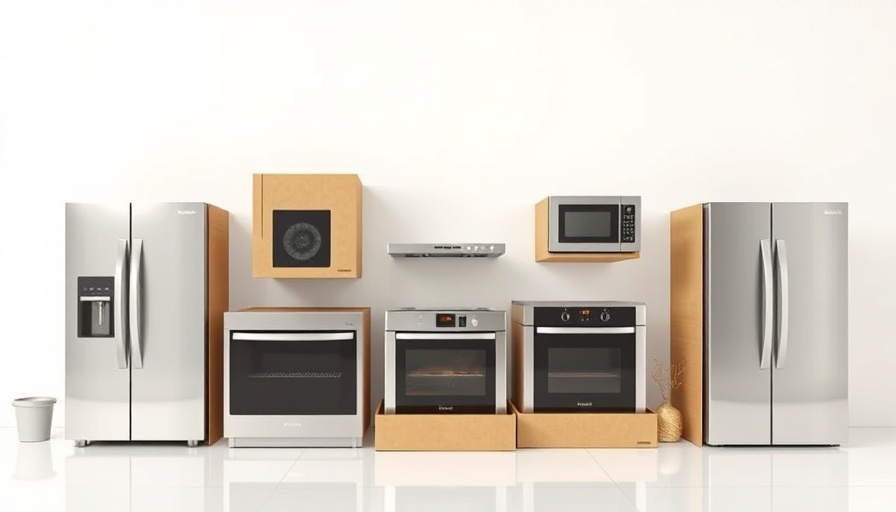 Luxurious kitchen design appliances creatively displayed in boxes.