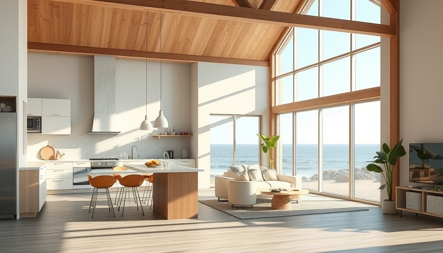 Modern sustainable kitchen design with sea view.