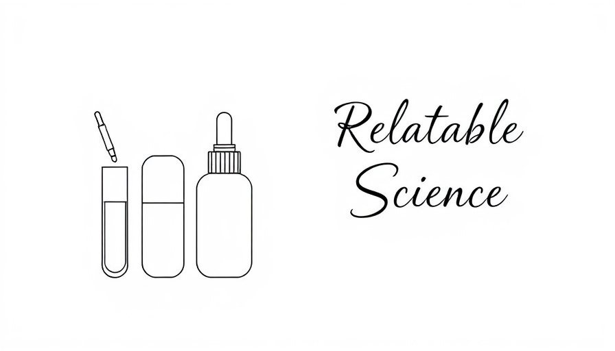 Minimalistic skincare illustration with 'Relatable Science' logo.