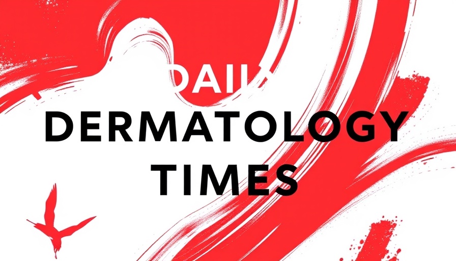 Red abstract background with 'Daily Dermatology Times' text.