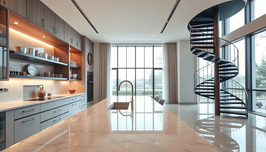 Luxury kitchen design with sleek marble countertops.