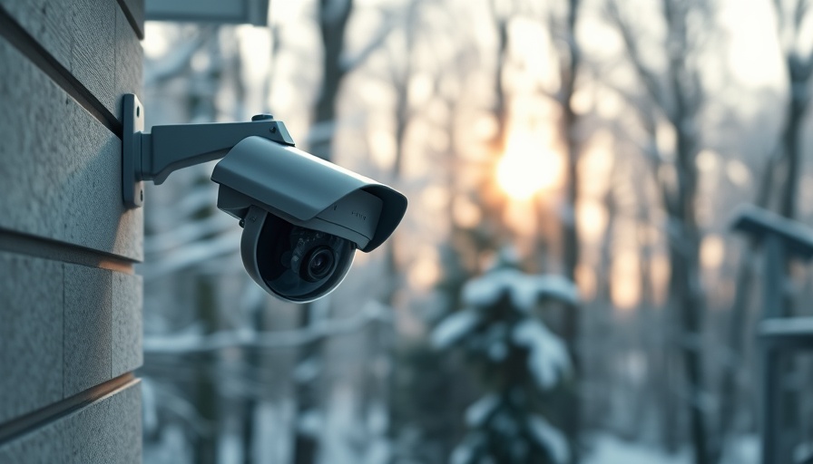 Off-grid home security technology camera in a forest setting.