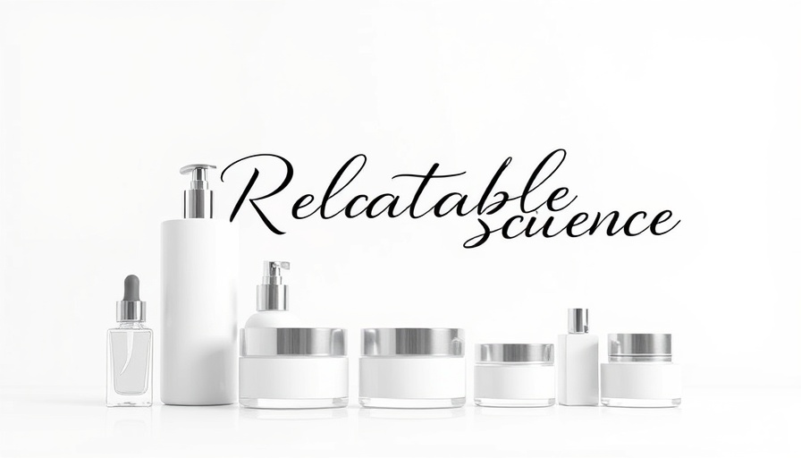 Minimalist illustration of skincare items with 'Relatable Science' text