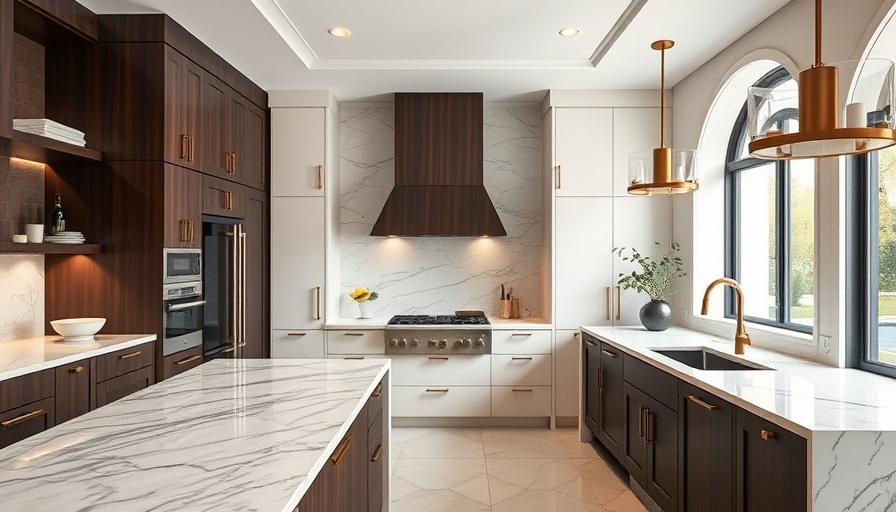 Luxurious kitchen design with marble countertops and elegant cabinetry.