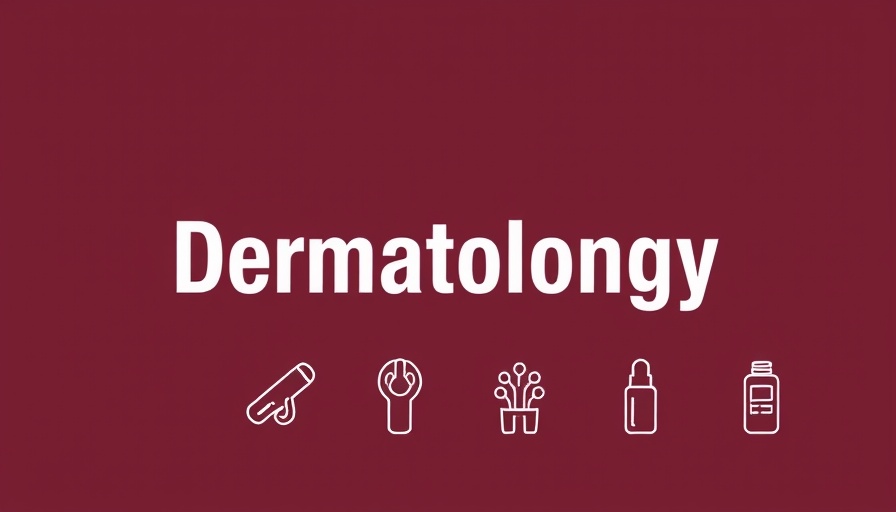 Bold dermatology quiz graphic with icons and text.