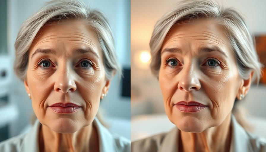 Before and after non-invasive treatments on a woman's face showing improved skin texture.