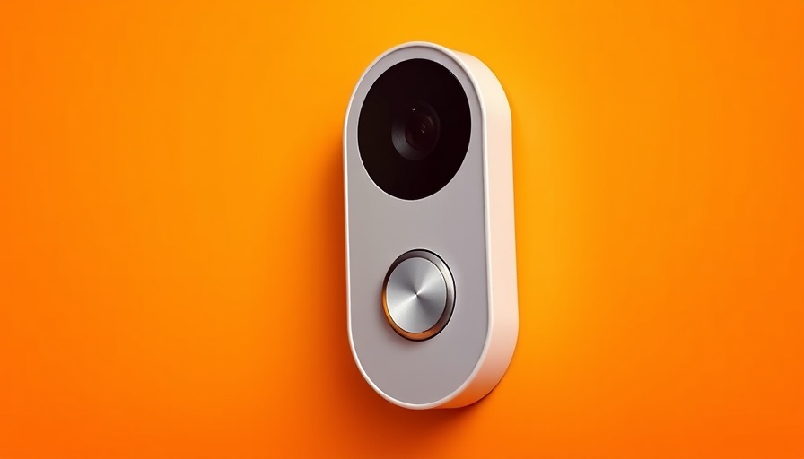 Sleek design of a Nest wireless doorbell against a vibrant gradient background.