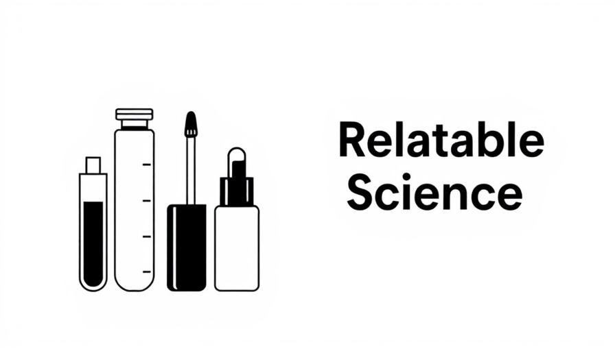 Minimalist skincare art with test tube and creams, emphasizing 'More Peptides Better Skin'.
