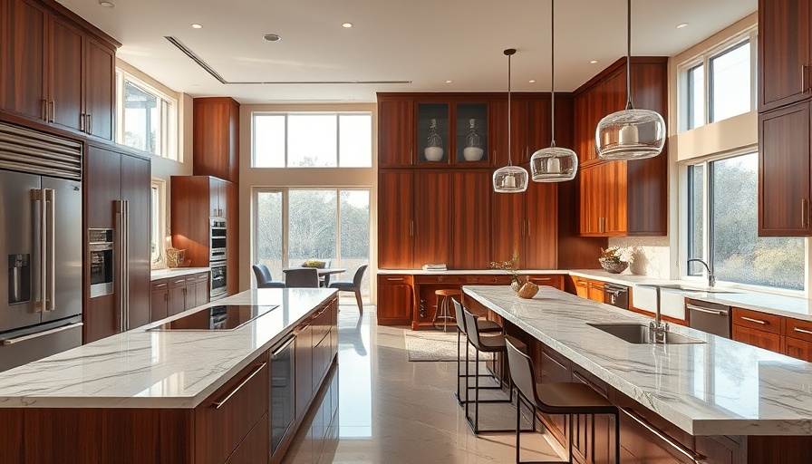 Luxury kitchen design with marble countertops and modern appliances.