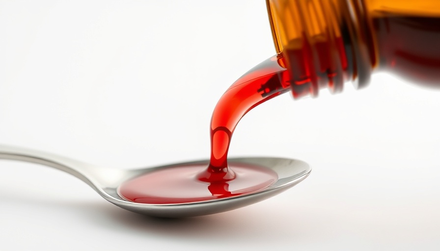 CDSCO cough syrup pouring from bottle into spoon.