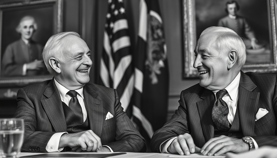 Historic black and white photo of two senior men smiling, emphasizing camaraderie, seniors retirement planning.