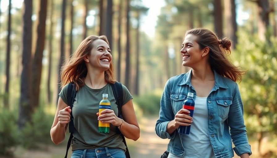 Women walking on a forest trail, smiling, Spending Time In Nature Could Ease Pain.