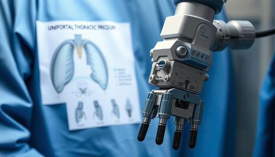 Uniportal robotic-assisted thoracic surgery setup and schematic.