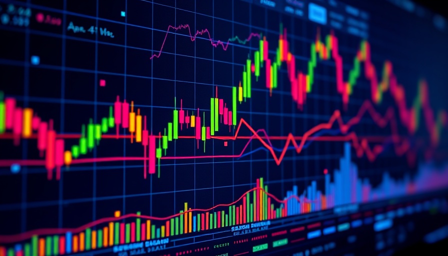 Dynamic stock market chart illustrating volatility in vibrant colors.