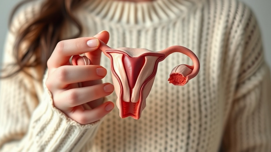 Detailed anatomical uterus model held by a person, illustrating psychological factors in endometriosis quality of life.