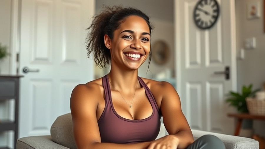Smiling woman seated casually in a home environment, AGZ Sleep Formula.