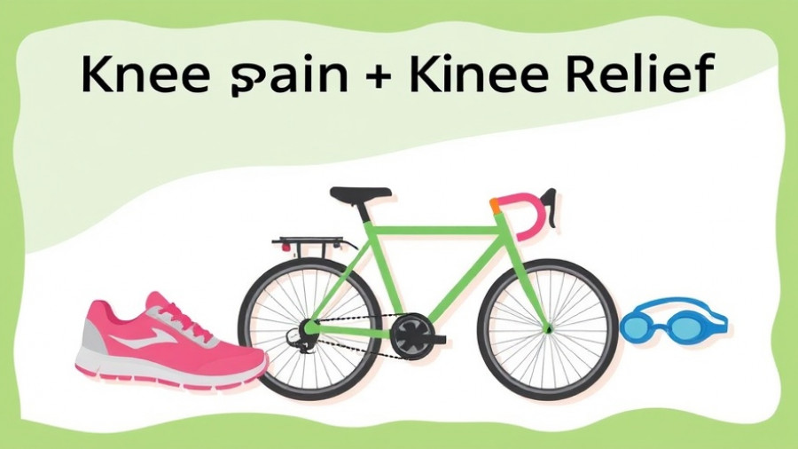 Illustrated exercises for knee osteoarthritis: bike, sneaker, goggles.