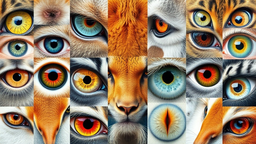 Detailed collage of incredible animal eyes displaying vibrant colors.