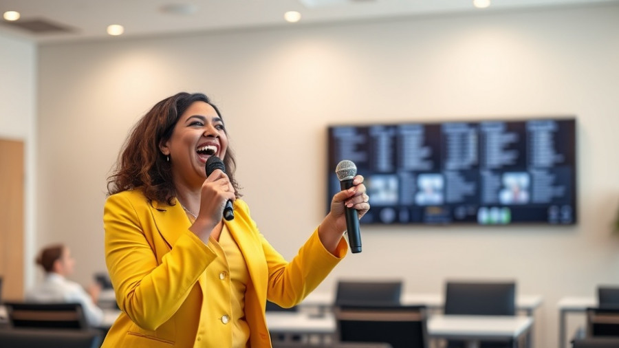 Dental Hygienist Humor in Healthcare: woman delivering speech in conference