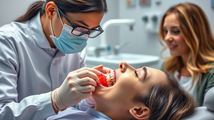Dental impression process for teeth whitening tray in a clinic.