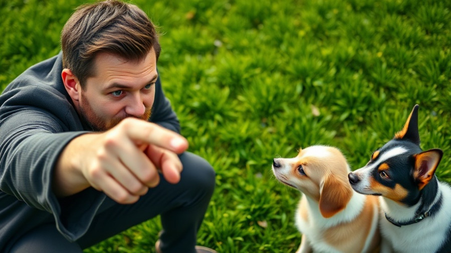 Man highlighting small dog training tips with clear gestures.
