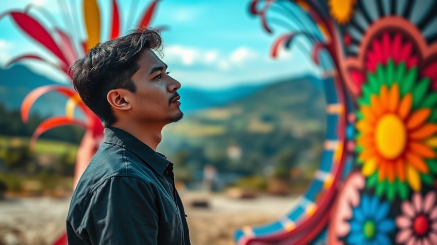 Therapy for anxiety and stress: person contemplating art outdoors.