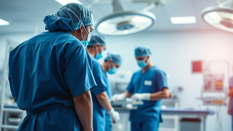 Surgical team in operating room focusing on muscle weakness lower back pain.
