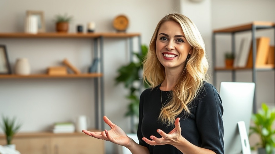Blonde woman discussing renting an Airbnb before buying a house.