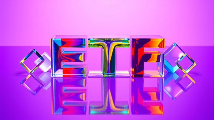 Reflective 3D 'ETF' cubes with prisms on a glossy surface