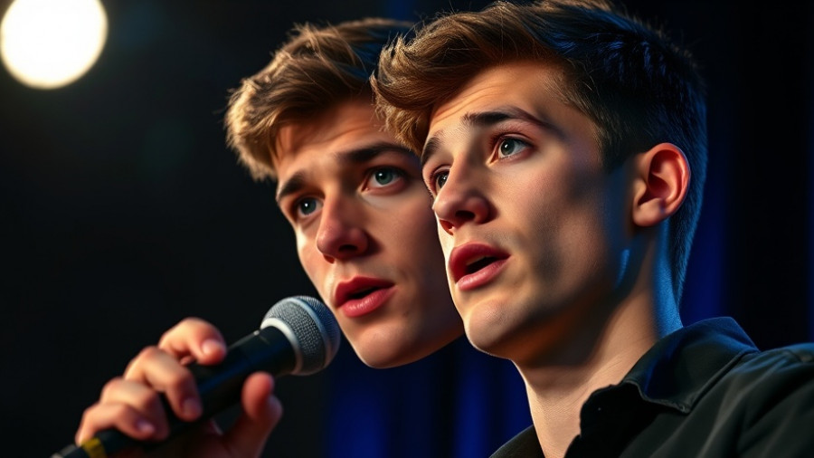 Focused young man discussing 'one rule to change your life' on stage.