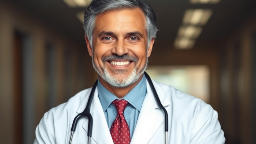 Doctor specializing in relieving chronic back pain, smiling confidently.