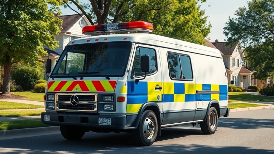 Police van on suburban street highlighting elder financial abuse issues.