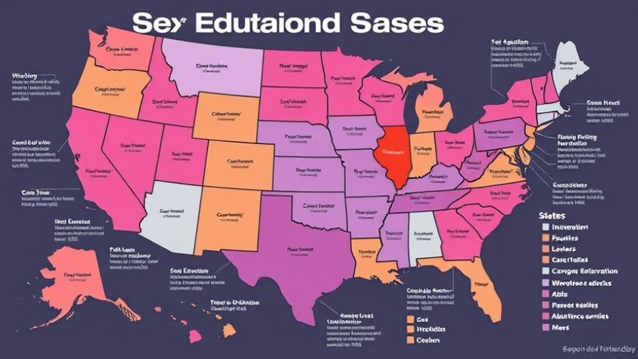 Comprehensive sex education map of the US showing state mandates.