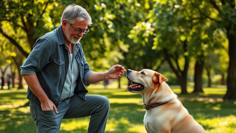 Man demonstrating dog training techniques in a park - How to Stop Dog Attacks.