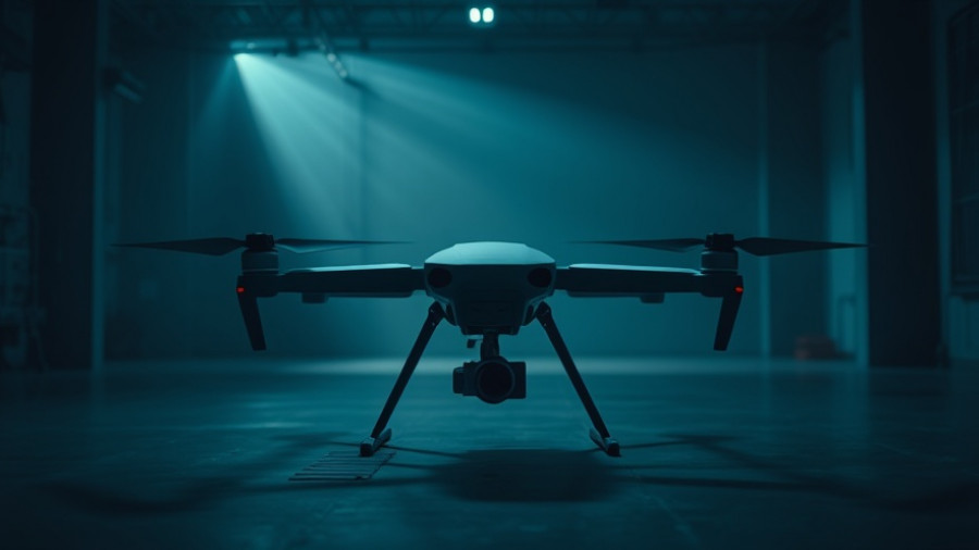 Drone prototype in a dark, modern setting for a start-up backed by Peter Thiel.