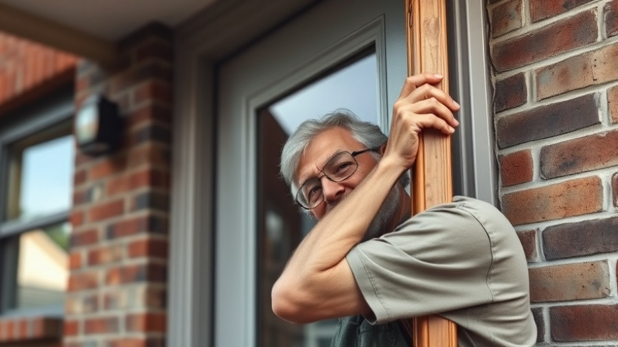 Elderly man installing door during home upgrade for tax credits.