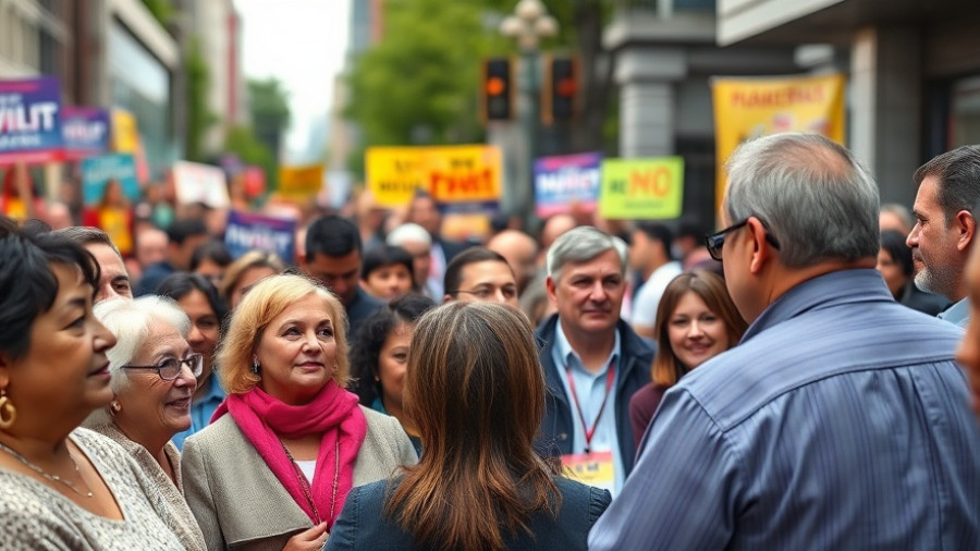 Group at political event discussing foreign donations in campaigns.