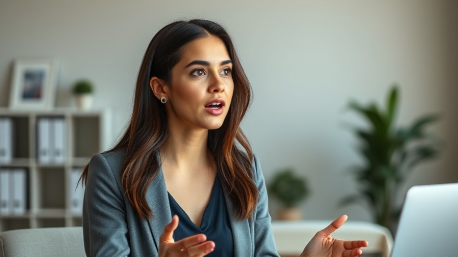 Young woman sharing health business owner lessons in a modern office.