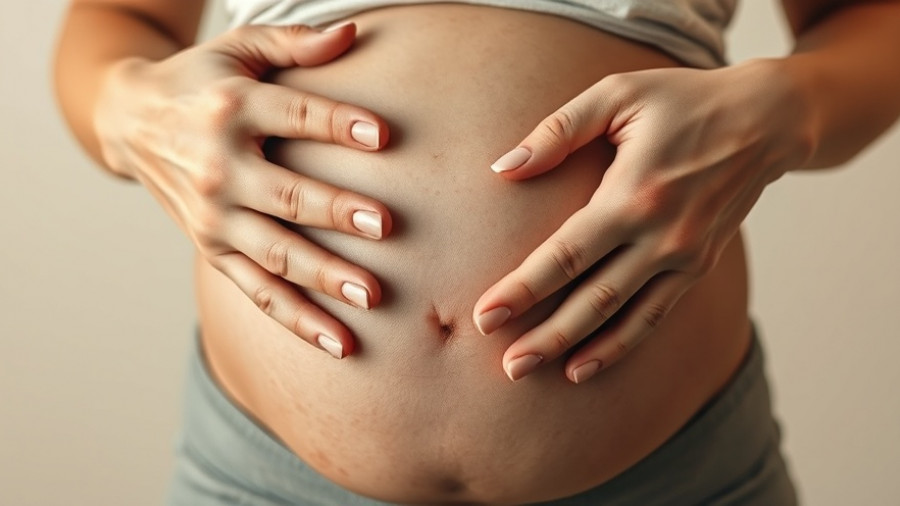 Close-up of hands on a pregnant belly, highlighting back pain during pregnancy.