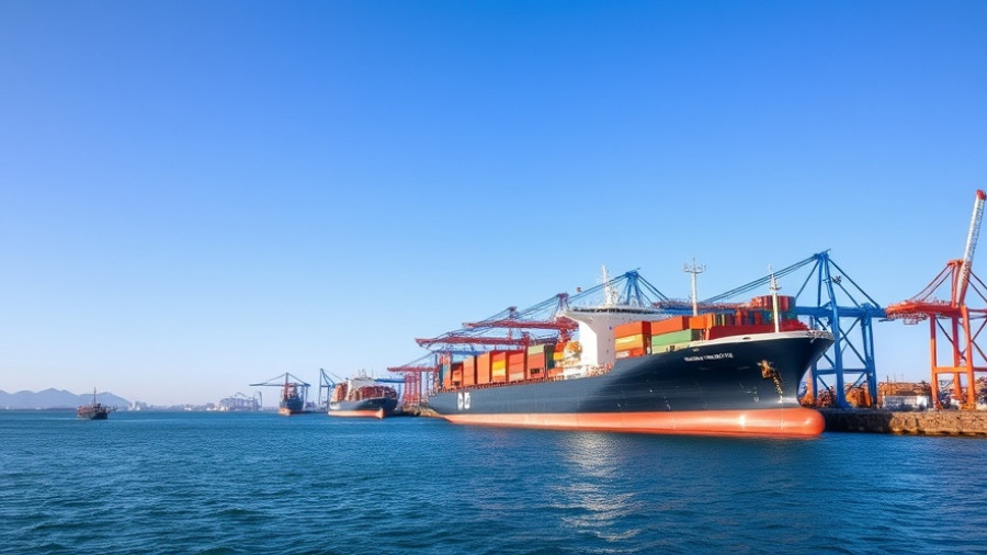 Industrial port with cargo ship highlighting U.S. climate diplomacy.
