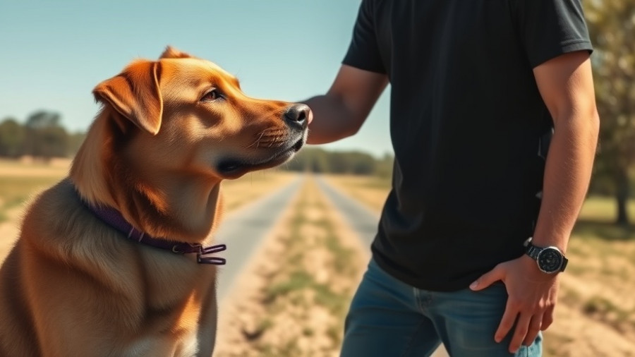Live dog training Q&A in a serene rural setting with a large attentive dog.