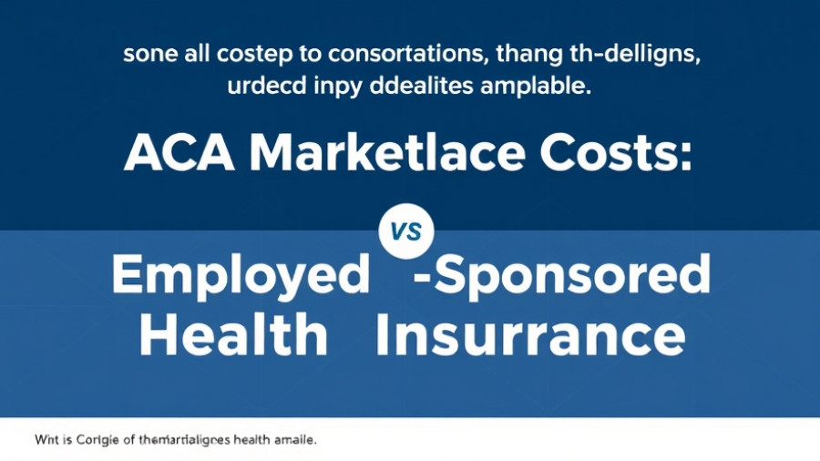 Analysis of ACA Marketplace Costs vs. Employer-Sponsored Insurance, blue background.