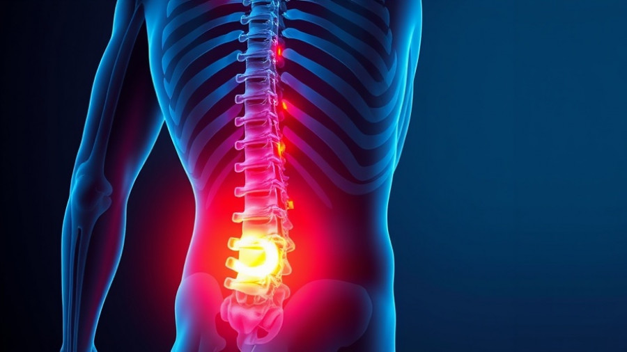 Illustration of slipped disc warning signs with highlighted spine.