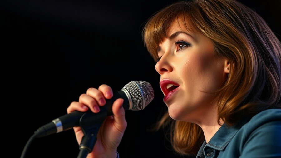 Focused female speaker, passionate speech, AOC presidential run 2028.