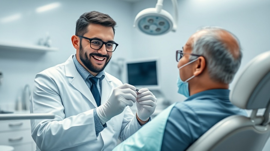 Dentist examining patient, relevant to wisdom tooth stem cells.